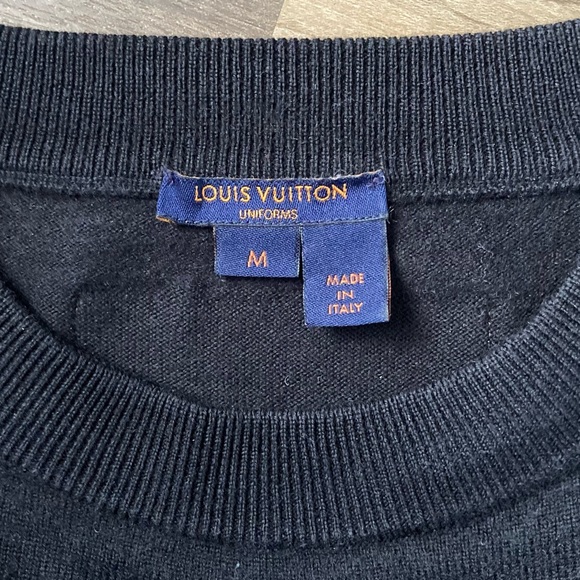 [Louis Vuitton] Rare Virgil Abloh Wool Reverse Label Uniforms Sweater Black - Picture 9 of 14